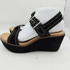 Clarks Shoes Clarks Aisley Orchid Black Suede Wedges Size